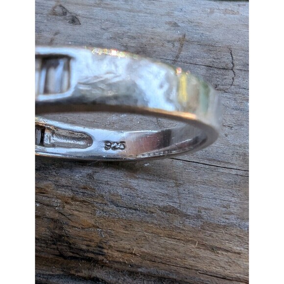 Vintage Sterling Channel Set Baguette Band Ring by Esse Size 7 Silver Ring - Picture 8 of 11